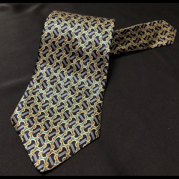 Vintage Cromley & Finch of London. 100% Handmade Silk Tie. Abstract Link Design - Picture 3 of 9